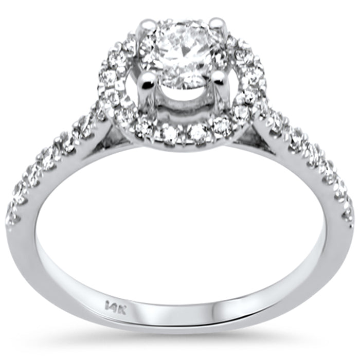 SPECIAL! .98ct G SI 14K White Gold Diamond Halo Engagement Ring Size 6.5