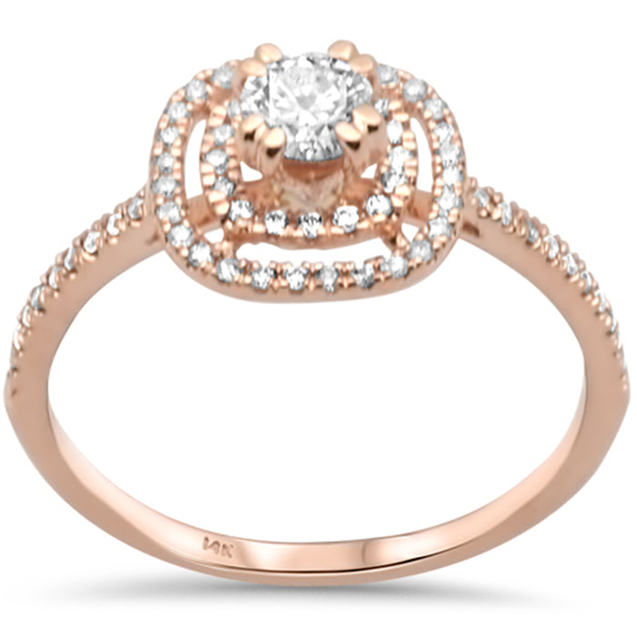SPECIAL! .51ct G SI 14K Rose Gold Diamond Double Halo Engagement Ring Size 6.5