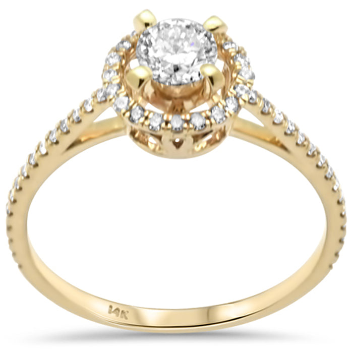 DIAMOND CLOSEOUT! .71ct G SI 14K Yellow Gold Diamond Halo Engagement Ring Size 6.5