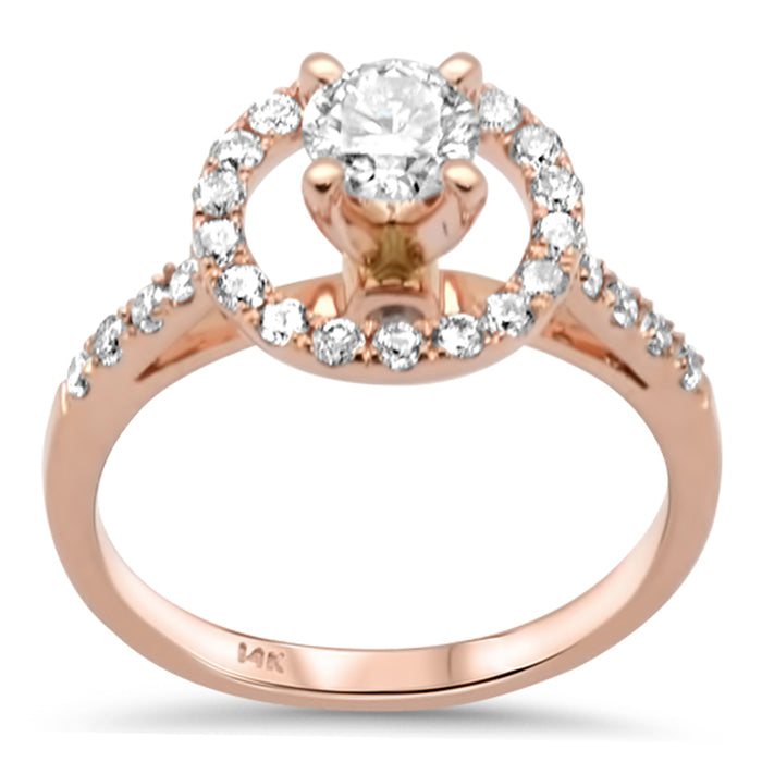 DIAMOND CLOSEOUT! 1.02ct G SI 14K Rose Gold Diamond Halo Engagement Ring Size 6.5