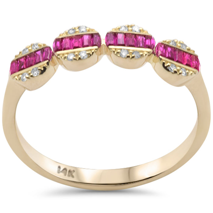 .36ct G SI 14K Yellow Gold Diamond & Ruby Gemstones Ring Band Size 6.5