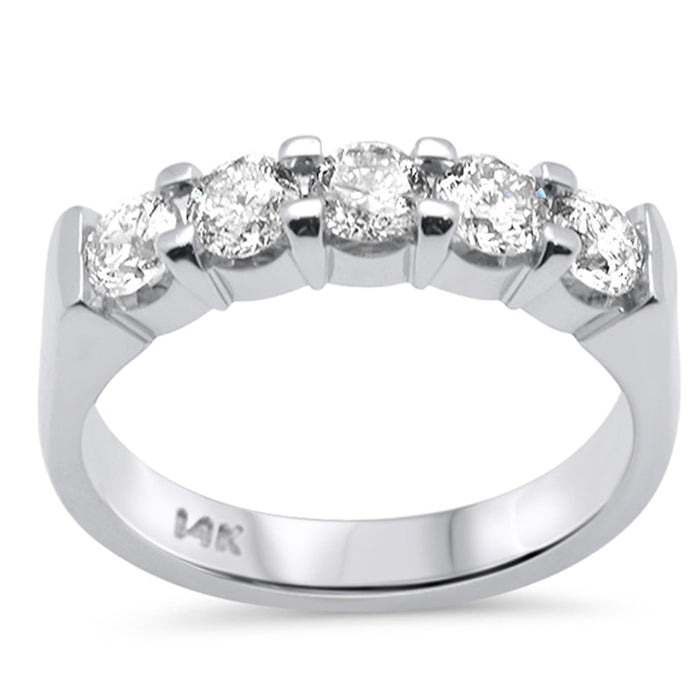 SPECIAL! 1.01ct G SI 14K White Gold Diamond 5 Stones Band Ring Size 6.5