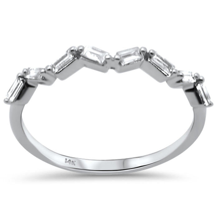.18ct G SI 14K White Gold Diamond Baguette Ring Band Size 6.5