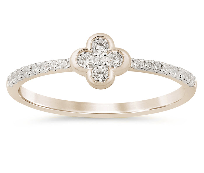 SPECIAL! .21ct G SI 14K Yellow Gold Diamond Thin Flower Ring Band Size 6.5
