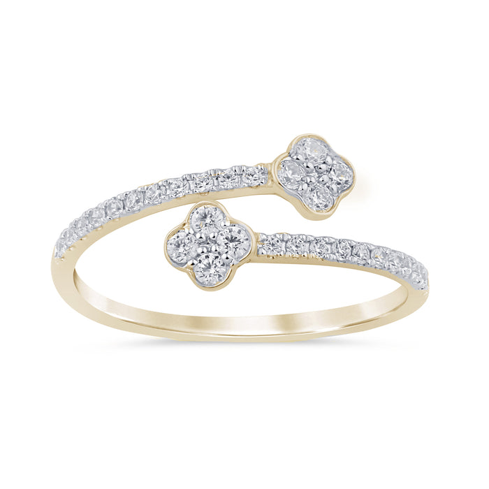 SPECIAL! .25ct G SI 14K Yellow Gold Diamond Flower Open Ring Band Size 6.5