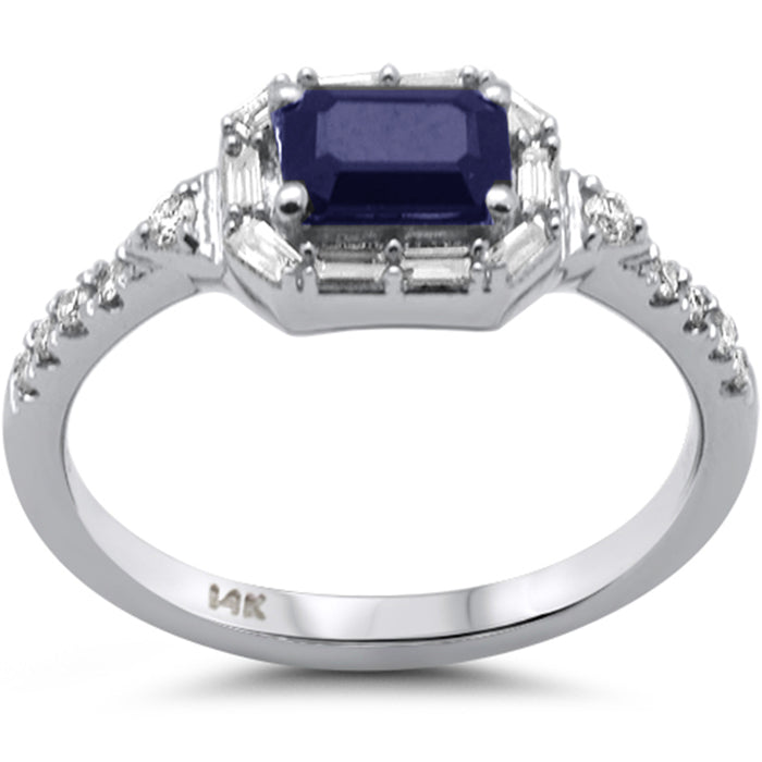 SPECIAL! 1.08ct G SI 14K White Gold Diamond & Blue Sapphire Gemstones Ring Size 6.5