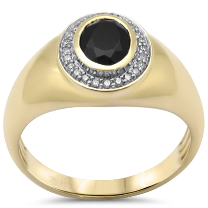 SPECIAL! 1.34ct G SI 10K Yellow Gold Diamond & Black Onyx Band Ring Size 10