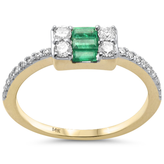 SPECIAL! .52ct G SI 14K Yellow Gold Diamond & Baguette Emerald Gemstones Ring Size 6.5