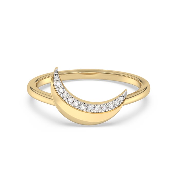 .05ct G SI 14K Yellow Gold Diamond Half Moon Band Ring Size 6.5