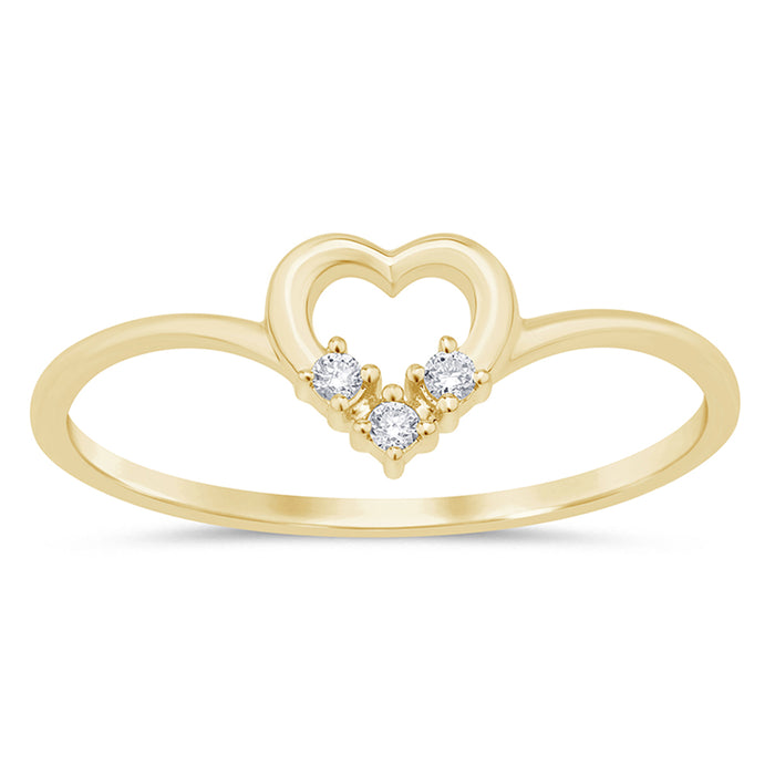 .04ct G SI 14K Yellow Gold Heart Shape Diamond Band Ring Size 6.5