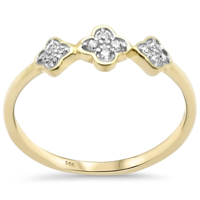 .09ct G SI 14K Yellow Gold Diamond Flower Band Ring Size 6.5