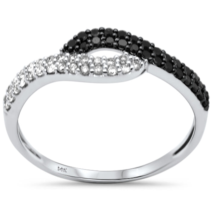 .30ct G SI 14K White Gold White & Black Diamond Band Ring Size 6.5