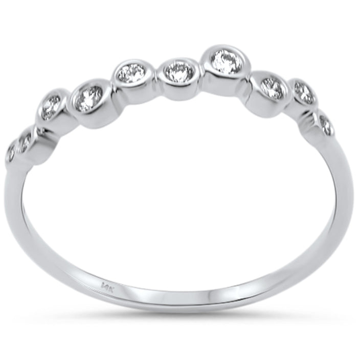 .20ct G SI 14K White Gold Diamond Bezel Set Band Ring Size 6.5