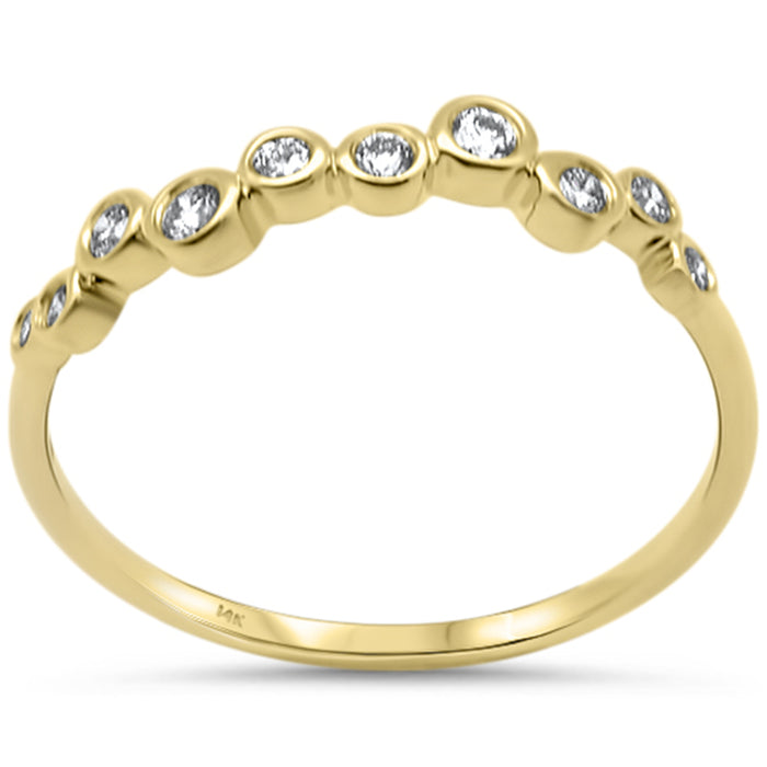 .20ct G SI 14K Yellow Gold Diamond Bezel Set Band Ring Size 6.5