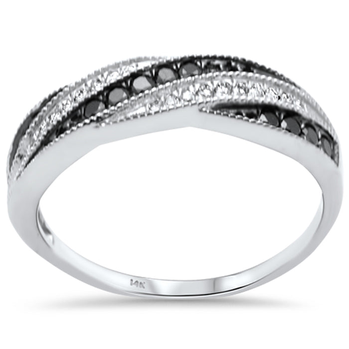 SPECIAL!.30ct G SI 14K White Gold White & Black Diamond Band Ring Size 6.5