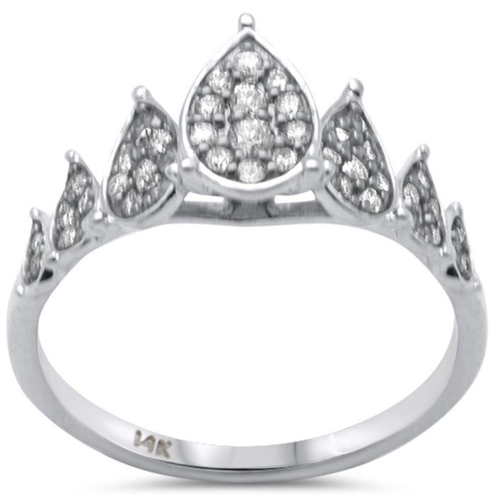 SPECIAL! .33ct G SI 14K White Gold Diamond Pear Shapes Band Ring Size 6.5