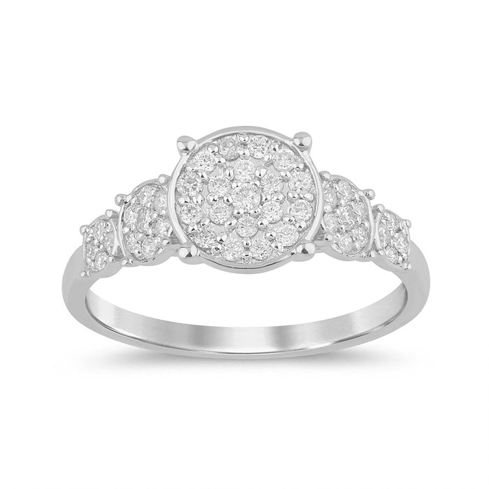 DIAMOND CLOSEOUT! .31ct G SI 14K White Gold Diamond Round Shapes Band Ring Size 6.5