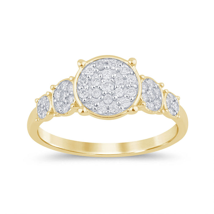 DIAMOND CLOSEOUT! .32ct G SI 14K Yellow Gold Diamond Round Shapes Band Ring Size 6.5