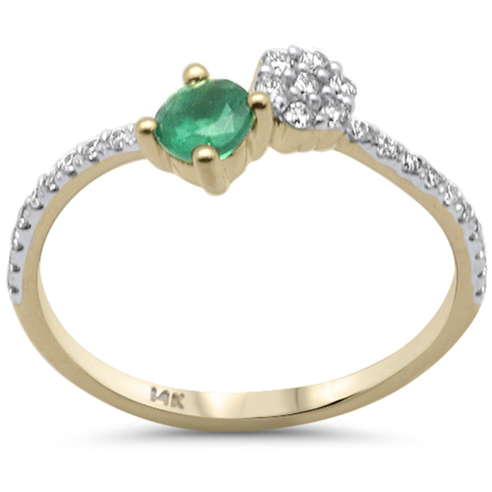 SPECIAL! .44ct G SI 14K Yellow Gold Diamond & Emerald Gemstones Band Ring Size 6.5