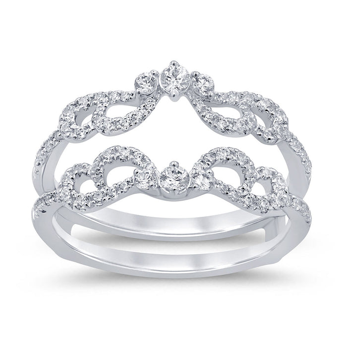 SPECIAL! .51ct G SI 14K White Gold Diamond Double Band Ring Guard Size 6.5