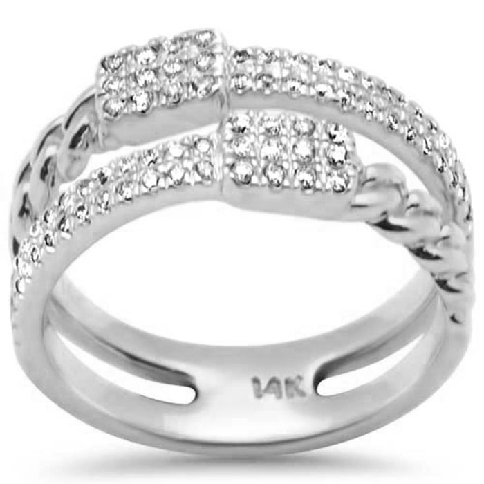 SPECIAL!.40ct G SI 14K White Gold Diamond Double Shank Open Band Ring Size 6.5