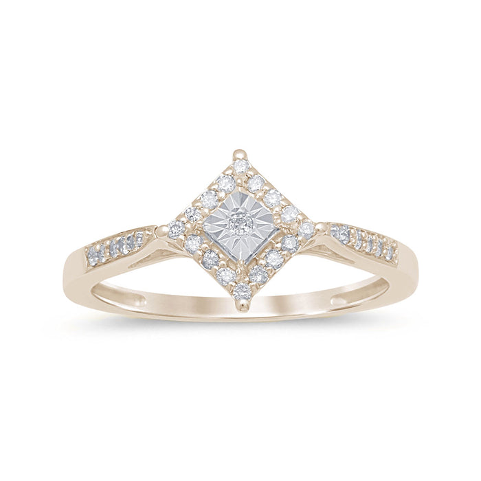 .16ct G SI 14K Yellow Gold Diamond Miracle Illusion Set Engagement Ring Size 6.5