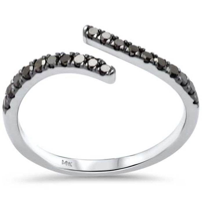 .33ct G SI 14K White Gold Black Diamond Band Ring Size 7