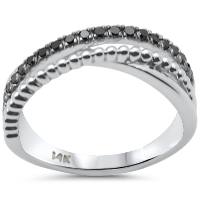 SPECIAL!.30ct G SI 14K White Gold Black Diamond Wrap Around Band Ring Size 7