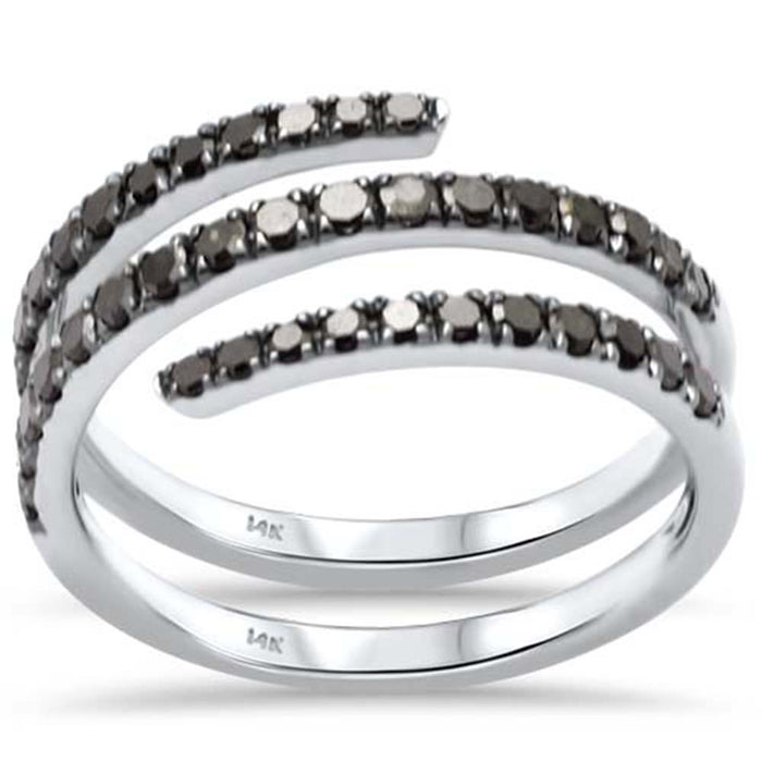 SPECIAL!.68ct G SI 14K White Gold Diamond Black Diamond Wrap Around Band Ring Size 7