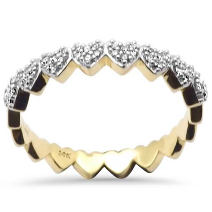 SPECIAL! .16ct G SI 14K Yellow Gold Heart Shape Diamond Band Ring Size 6.5