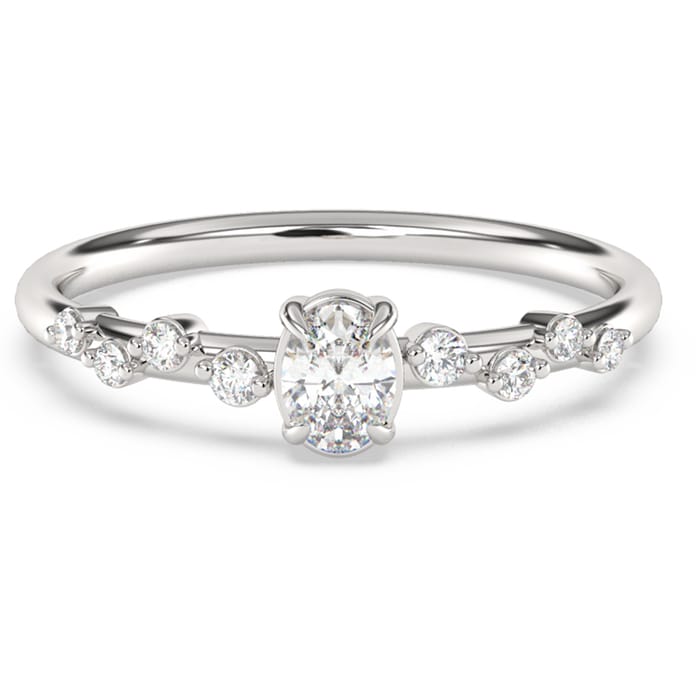 SPECIAL!.40ct G SI 14K White Gold Oval Diamond Thin Engagement Ring Size 6.5