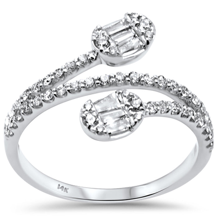 SPECIAL! .50ct G SI 14K White Gold Round & Baguette Diamond Wrap Around Band Ring Size 6.5