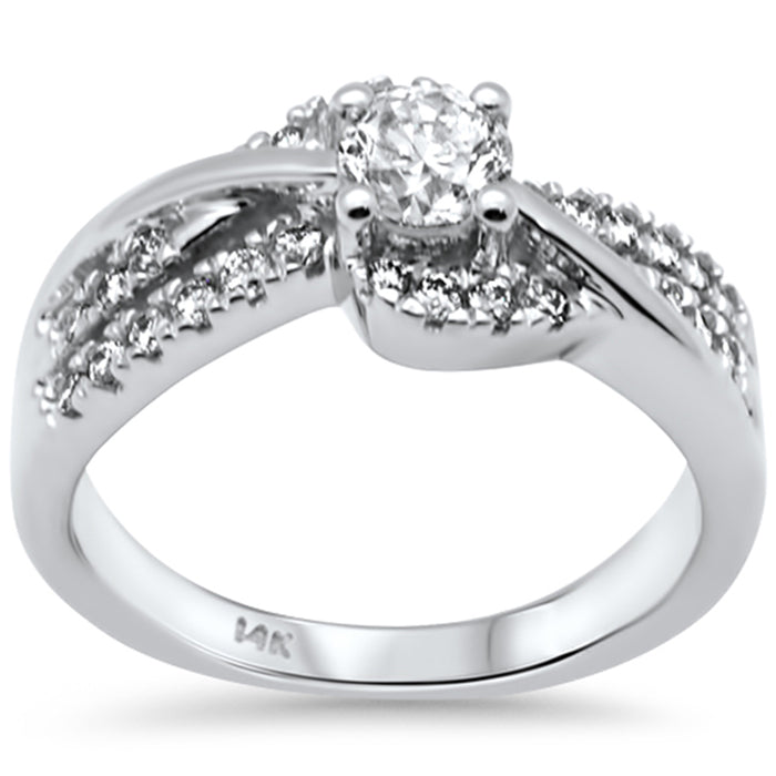 SPECIAL! .85ct G SI 14K White Gold Round Diamond Wrap Around Engagement Ring Size 6.5