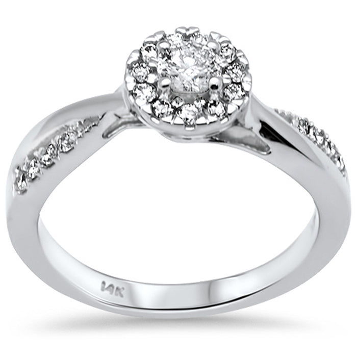 SPECIAL! .48ct G SI 14K White Gold Diamond Halo Engagement Ring Size 6.5