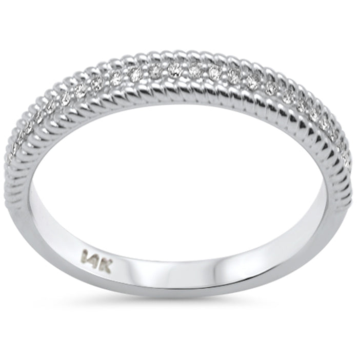 SPECIAL!.13ct G SI 14K White Gold Diamond Beaded Band Ring Size 7
