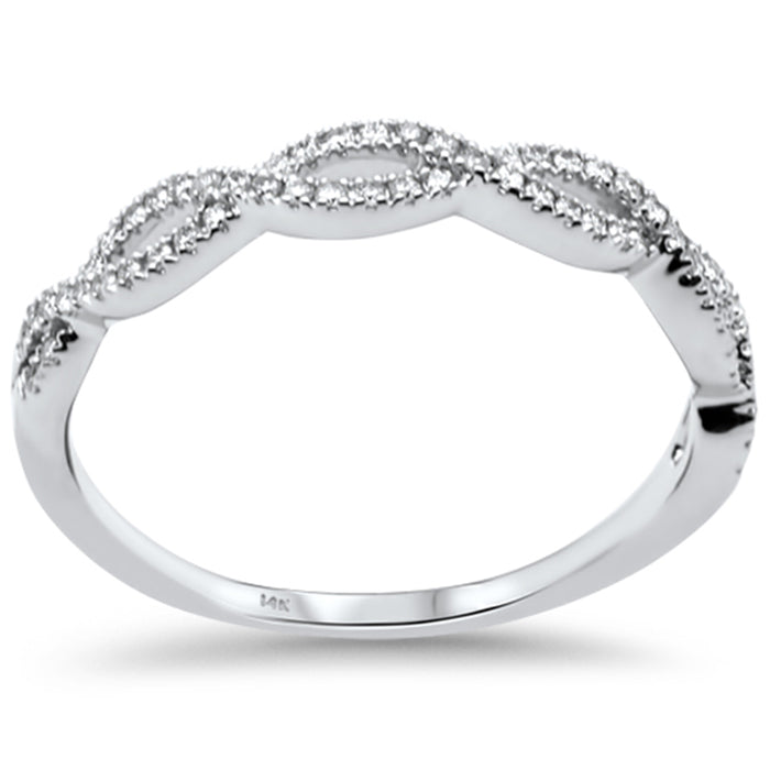 .17ct G SI 14K White Gold Diamond Twisted Band Ring Size 6.5