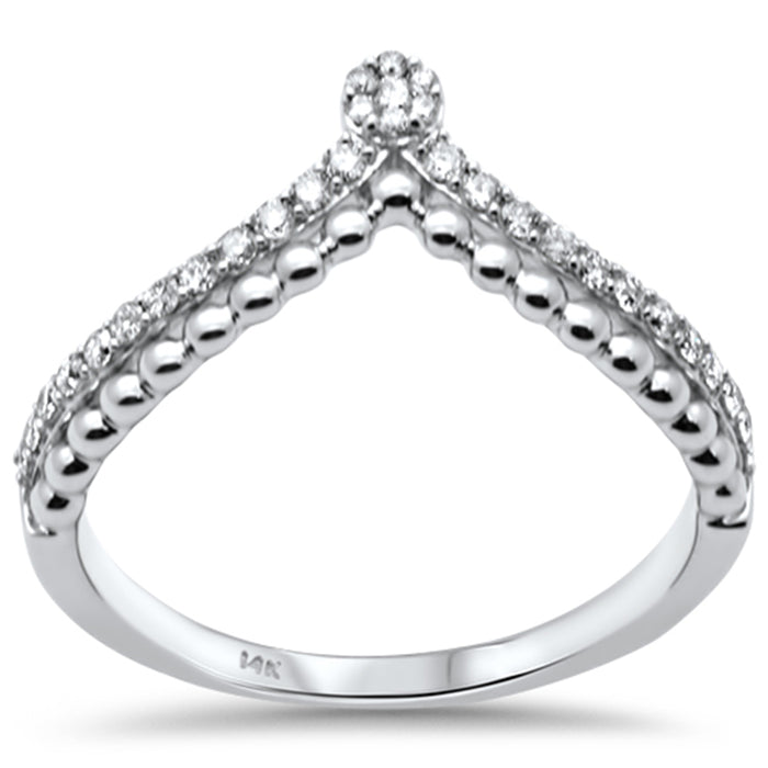 SPECIAL!.20ct G SI 14K White Gold Diamond Beaded Band Ring Size 6.5