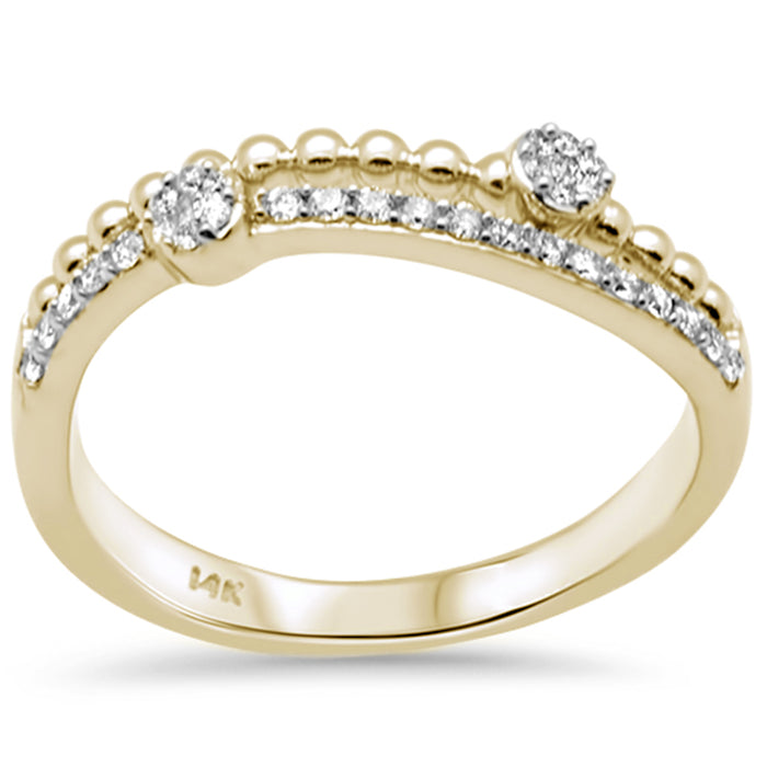 SPECIAL! .19ct G SI 14K Yellow Gold Diamond Beaded Band Ring Size 6.5