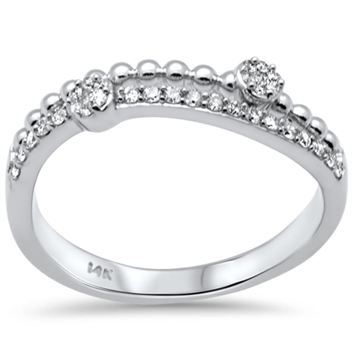 SPECIAL! .19ct G SI 14K White Gold Diamond Beaded Band Ring Size 6.5