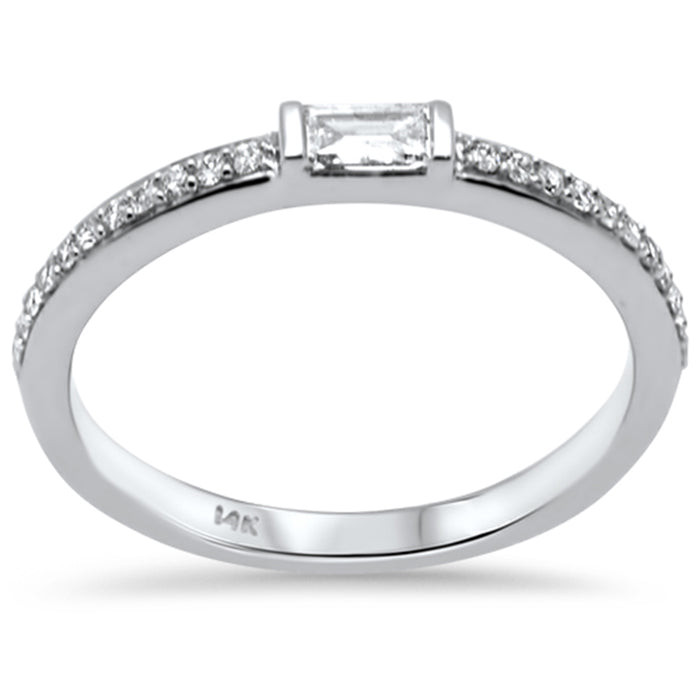 SPECIAL! .22ct G SI 14K White Gold Round & Baguette Diamond Band Ring Size 6