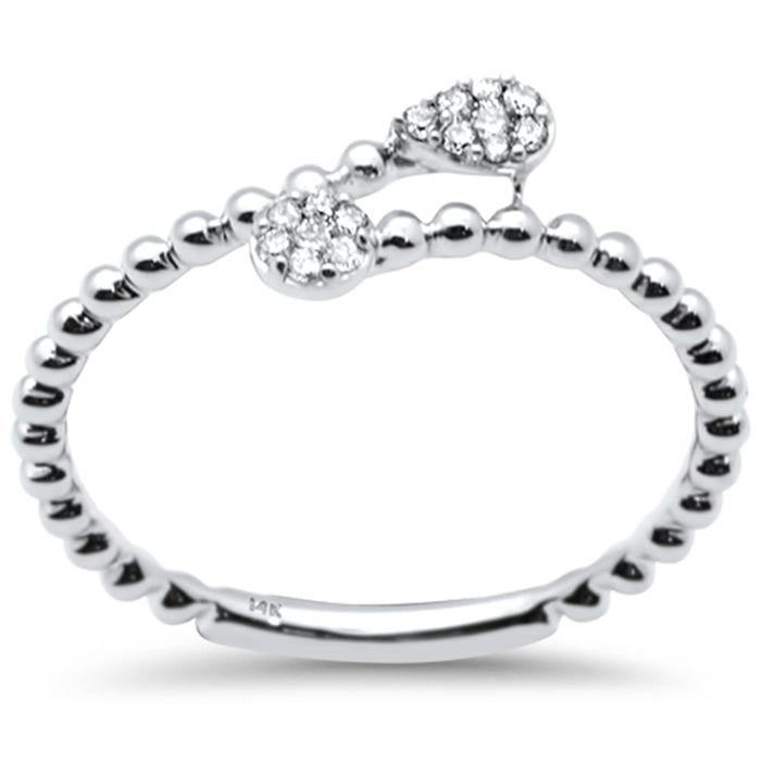 .10ct G SI 14K White Gold Diamond Beaded Wrap Around Band Ring Size 6.5