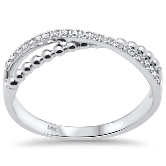 SPECIAL! .08ct G SI 14K White Gold Diamond Beaded Wrap Around Band Ring Size 6.5