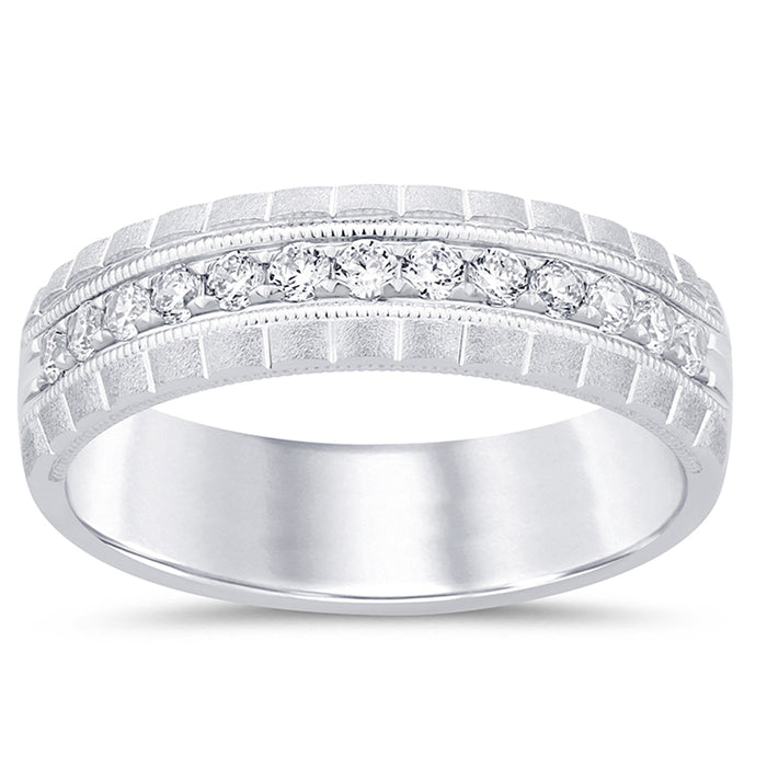 SPECIAL!.39ct G SI 14K White Gold Diamond Men's Band Ring Size 10