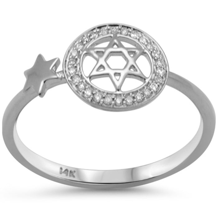 .08ct G SI 14K White Gold Diamond Star of David Ring Size 6.5