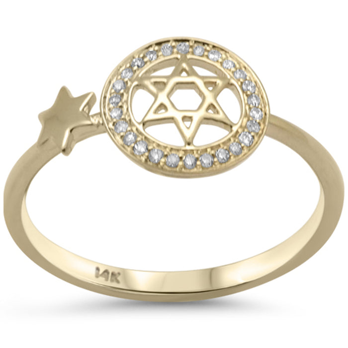 .08ct G SI 14K Yellow Gold Diamond Star of David Ring Size 6.5