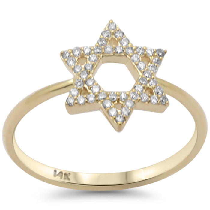 SPECIAL!.17ct G SI 14K Yellow Gold Diamond Star of David Ring Size 6.5