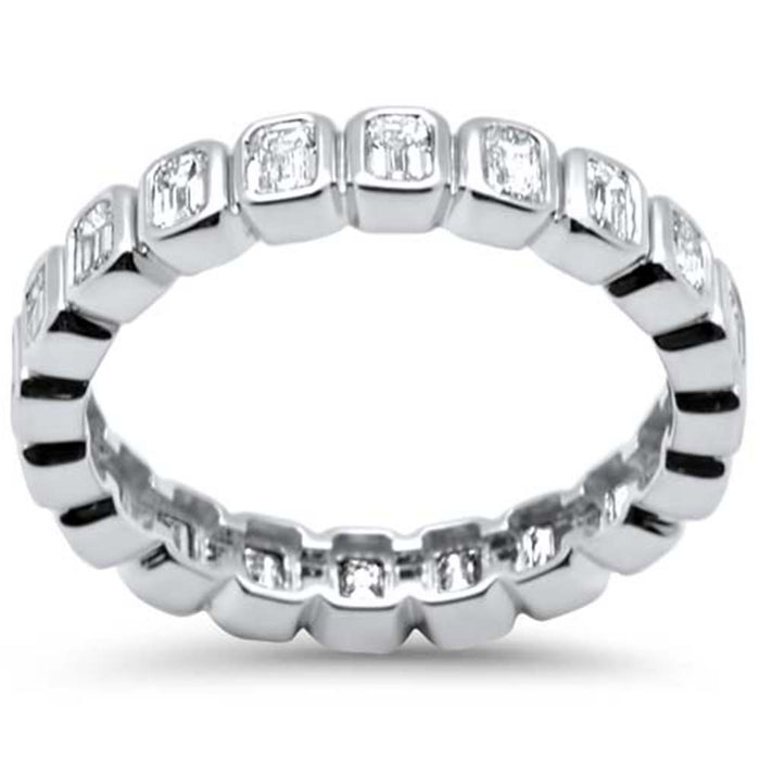 SPECIAL! 2.58ct G SI 14K White Gold Emerald Cut Diamond Eternity Band Ring Size 9