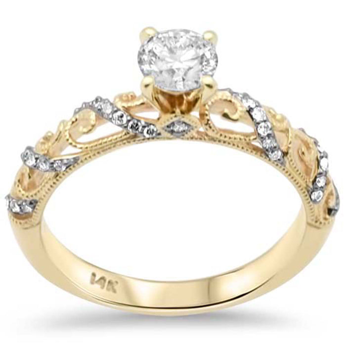 SPECIAL!.63ct G SI 14K Yellow Gold Diamond Filigree Engagement Ring Size 6.5