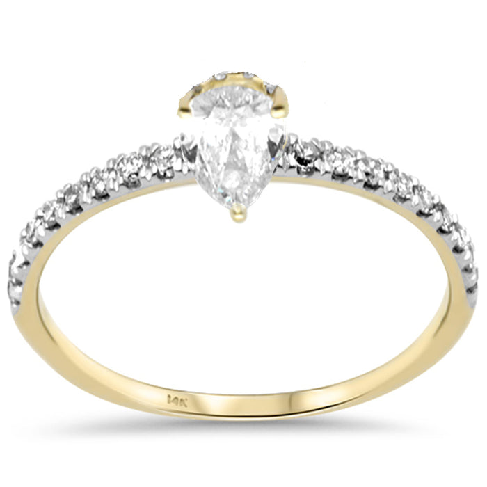 SPECIAL!.54ct G SI 14K Yellow Gold Pear Shape Diamond Engagement Ring Size 6.5