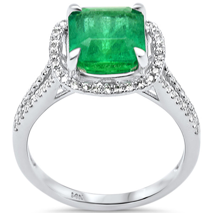 SPECIAL! 3.41ct G SI 14K White Gold Diamond & Natural Emerald Gemstone Ring Size 6.5